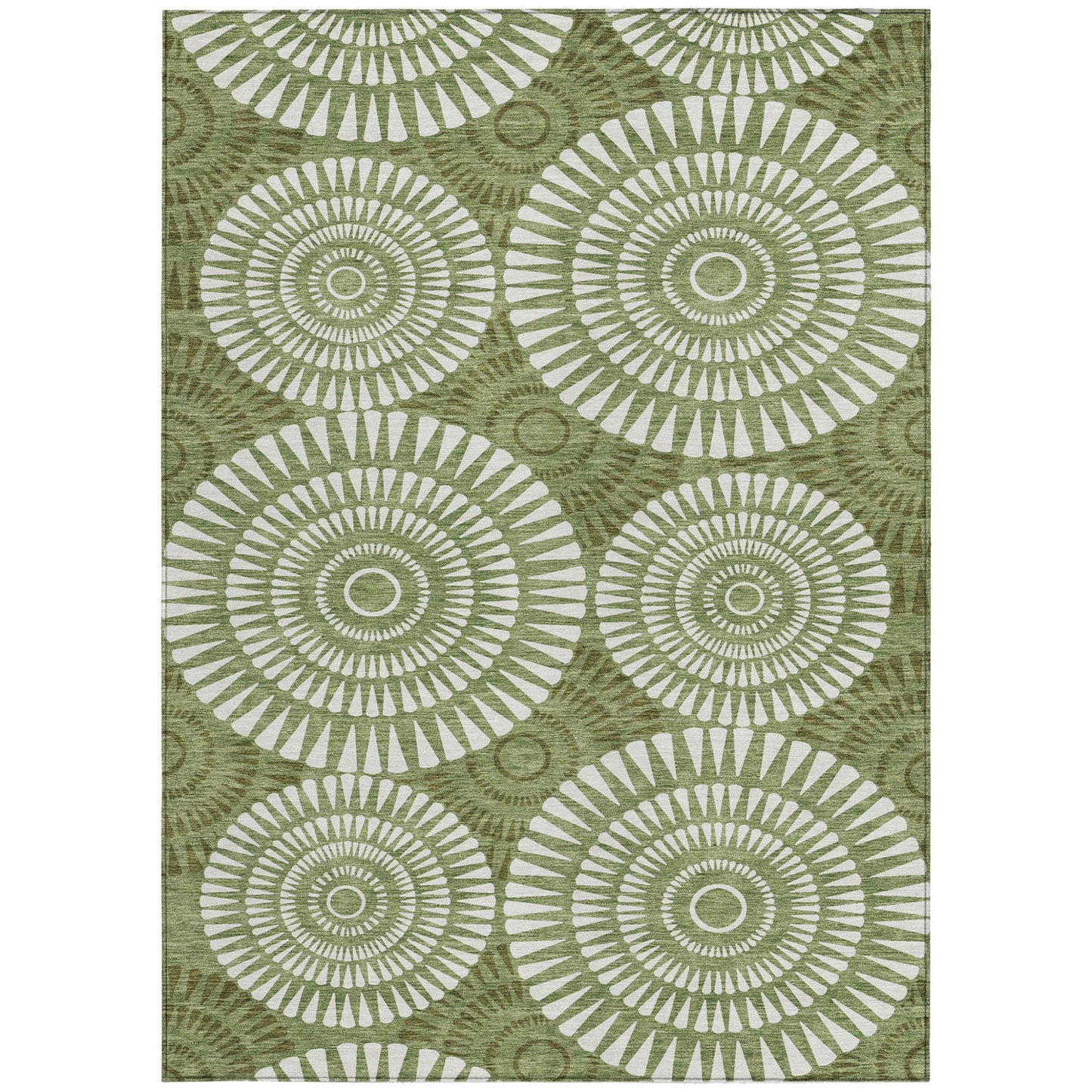 Tabselect Home Line 5' X 8' Green And Ivory Geometric Washable Indoor Outdoor Area Rug