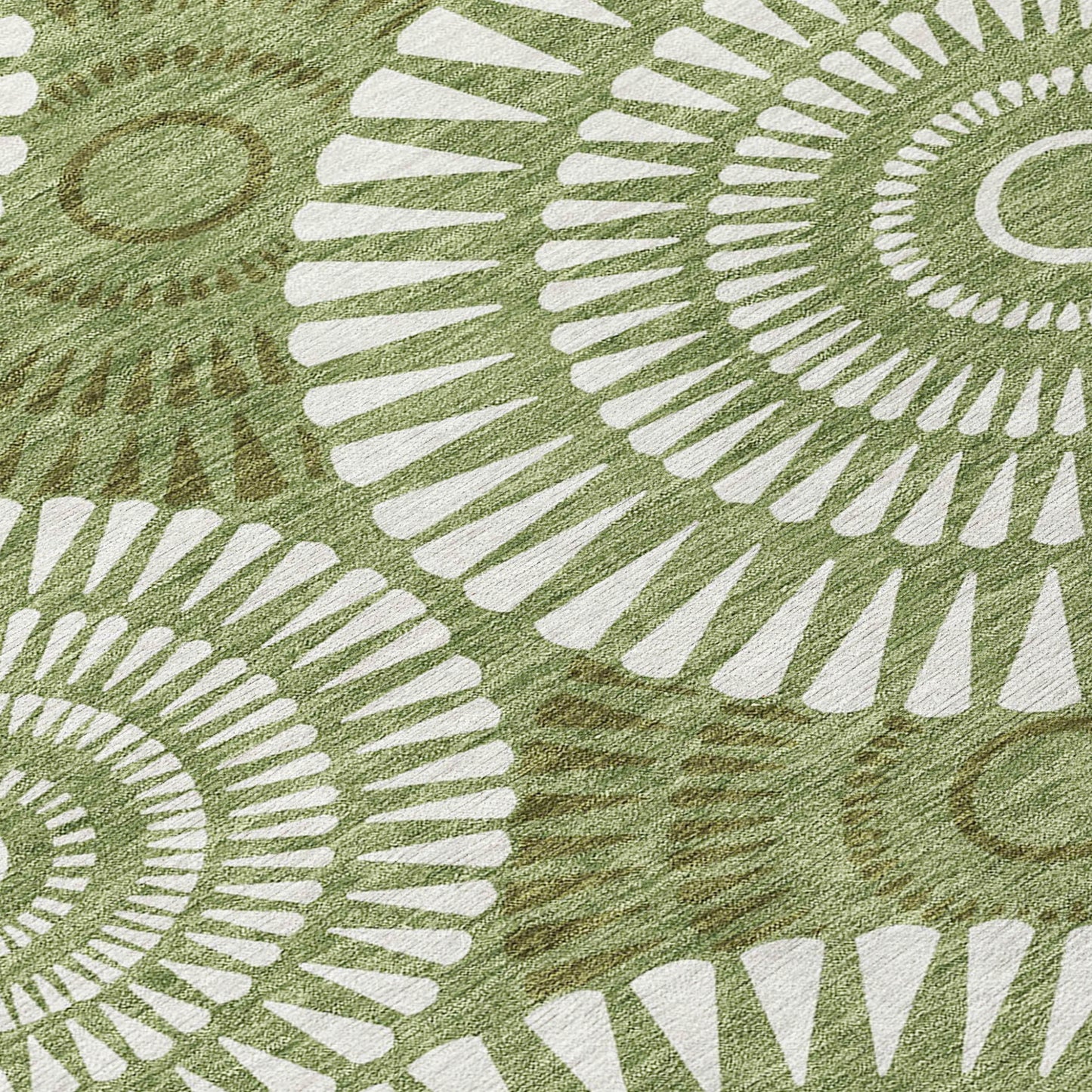 Tabselect Home Line 5' X 8' Green And Ivory Geometric Washable Indoor Outdoor Area Rug