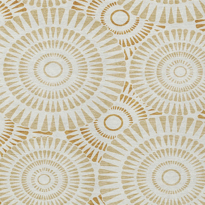 Tabselect Home Line 5' X 8' Gold Brown And Ivory Geometric Washable Indoor Outdoor Area Rug