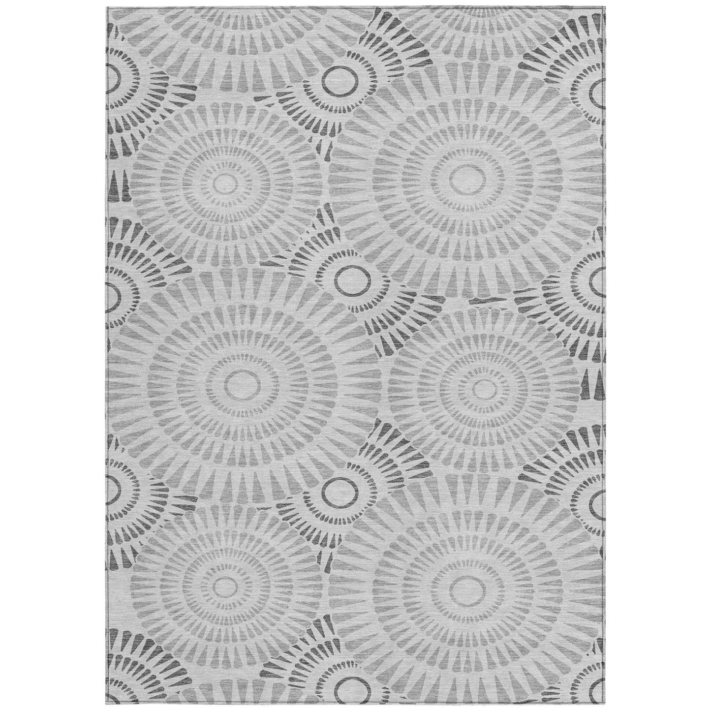 Tabselect Home Line 5' X 8' Gray And Dark Gray Geometric Washable Indoor Outdoor Area Rug