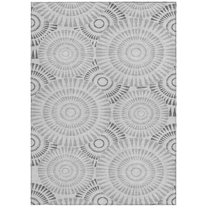 Tabselect Home Line 5' X 8' Gray And Dark Gray Geometric Washable Indoor Outdoor Area Rug