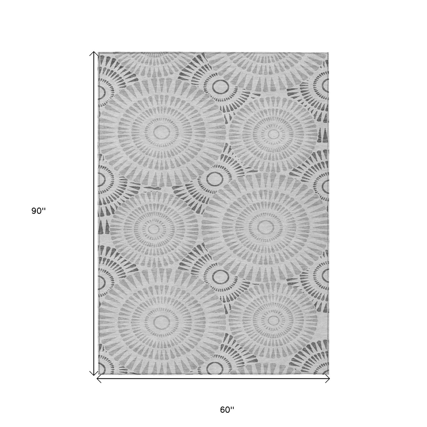 Tabselect Home Line 5' X 8' Gray And Dark Gray Geometric Washable Indoor Outdoor Area Rug