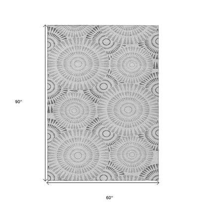 Tabselect Home Line 5' X 8' Gray And Dark Gray Geometric Washable Indoor Outdoor Area Rug