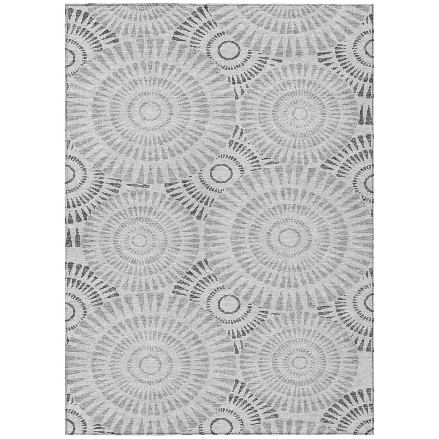 Tabselect Home Line 5' X 8' Gray And Dark Gray Geometric Washable Indoor Outdoor Area Rug