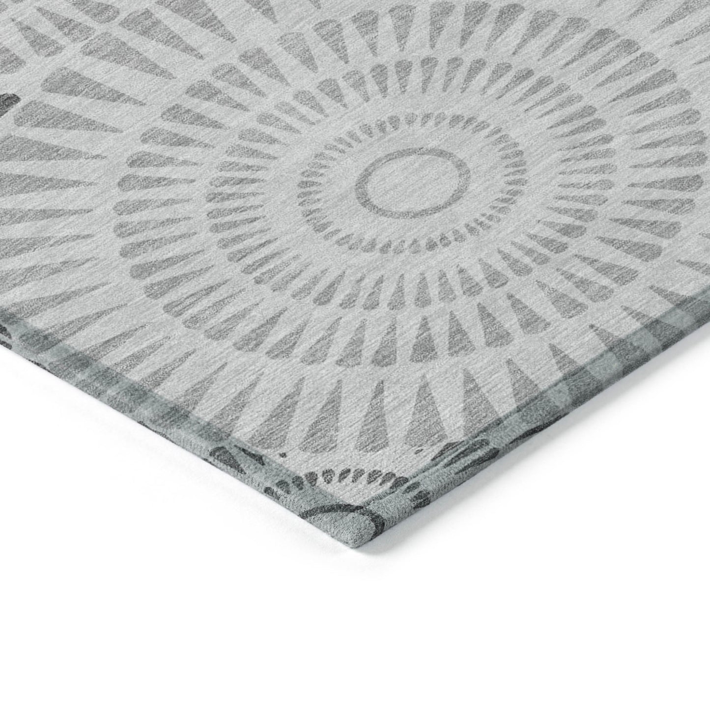 Tabselect Home Line 5' X 8' Gray And Dark Gray Geometric Washable Indoor Outdoor Area Rug