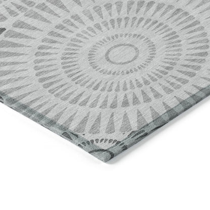 Tabselect Home Line 5' X 8' Gray And Dark Gray Geometric Washable Indoor Outdoor Area Rug