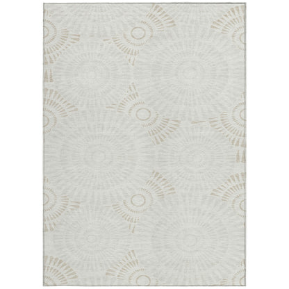 Tabselect Home Line 5' X 8' Ivory And Gray Geometric Washable Indoor Outdoor Area Rug