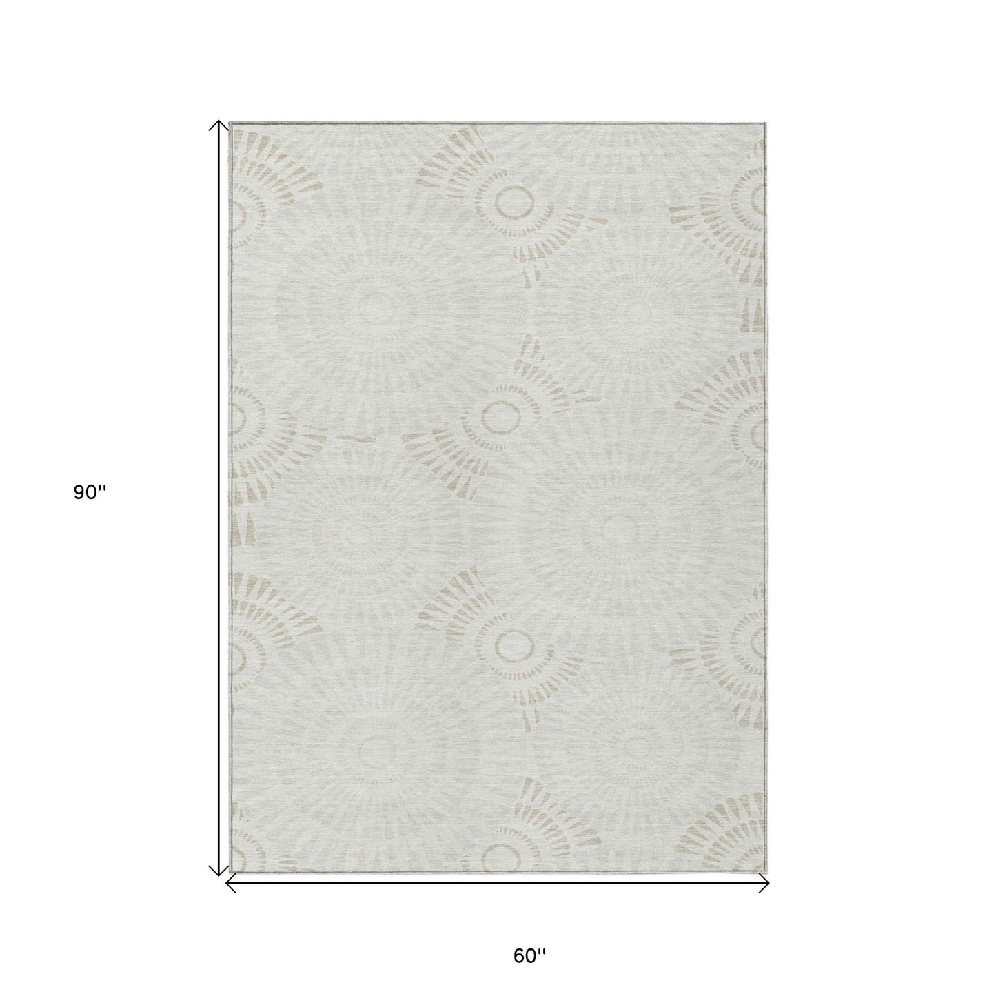 Tabselect Home Line 5' X 8' Ivory And Gray Geometric Washable Indoor Outdoor Area Rug