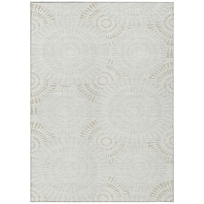 Tabselect Home Line 5' X 8' Ivory And Gray Geometric Washable Indoor Outdoor Area Rug