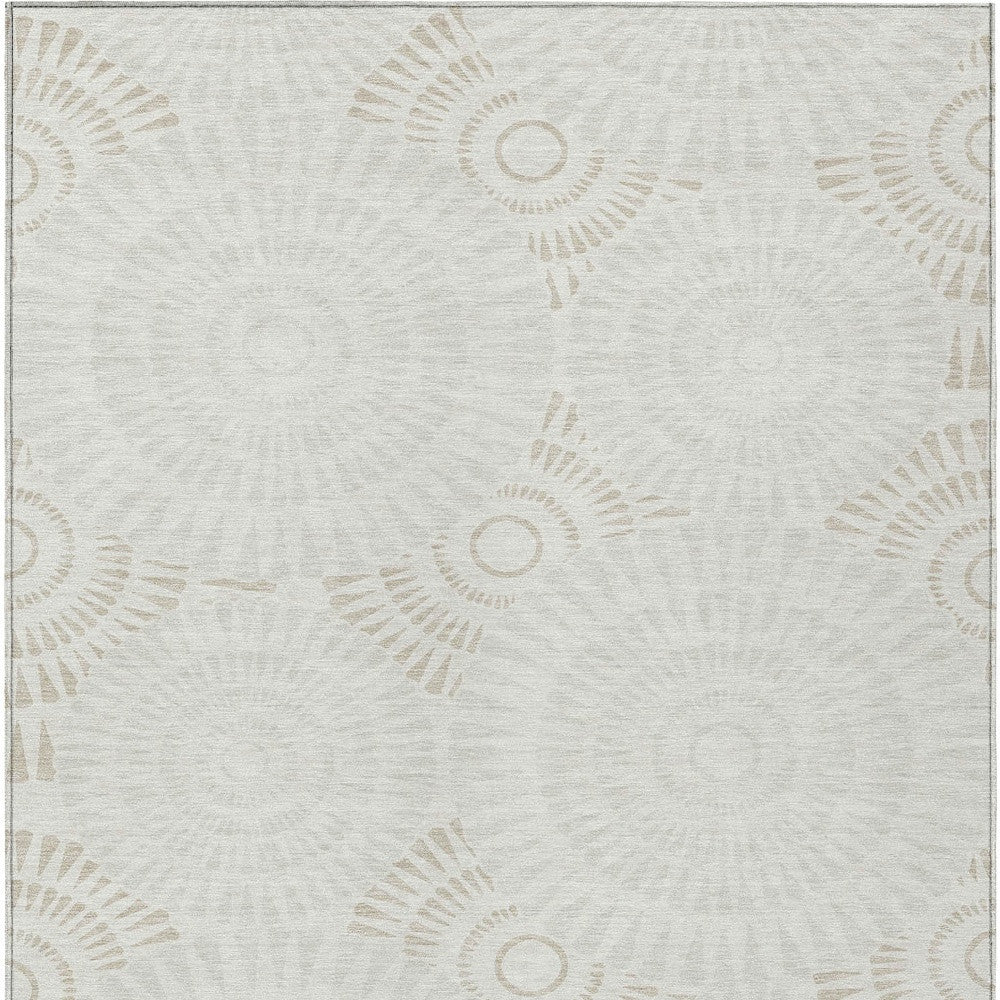 Tabselect Home Line 5' X 8' Ivory And Gray Geometric Washable Indoor Outdoor Area Rug