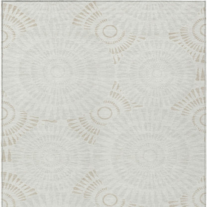 Tabselect Home Line 5' X 8' Ivory And Gray Geometric Washable Indoor Outdoor Area Rug