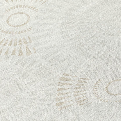 Tabselect Home Line 5' X 8' Ivory And Gray Geometric Washable Indoor Outdoor Area Rug