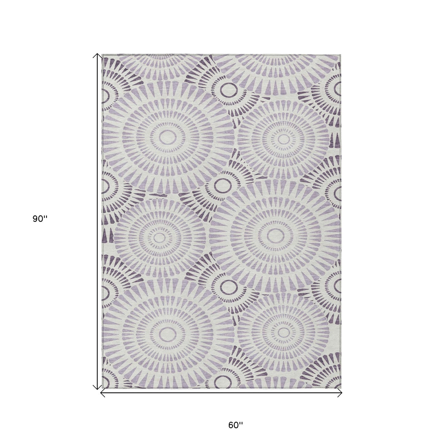 Tabselect Home Line 5' X 8' Lavender And Ivory Geometric Washable Indoor Outdoor Area Rug