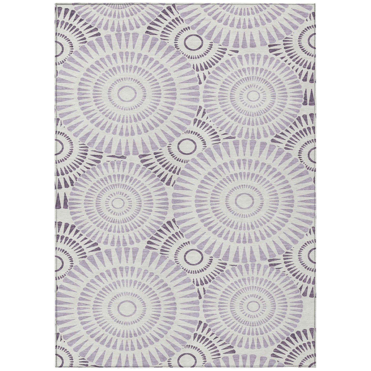 Tabselect Home Line 5' X 8' Lavender And Ivory Geometric Washable Indoor Outdoor Area Rug