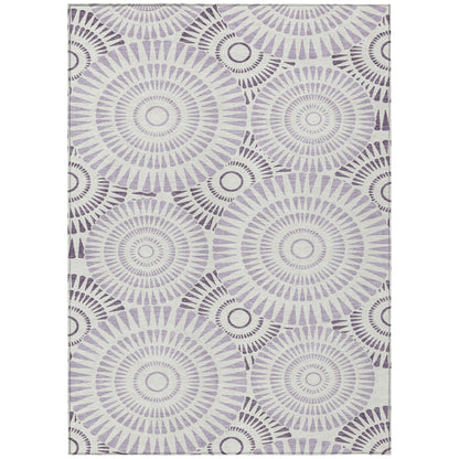 Tabselect Home Line 5' X 8' Lavender And Ivory Geometric Washable Indoor Outdoor Area Rug