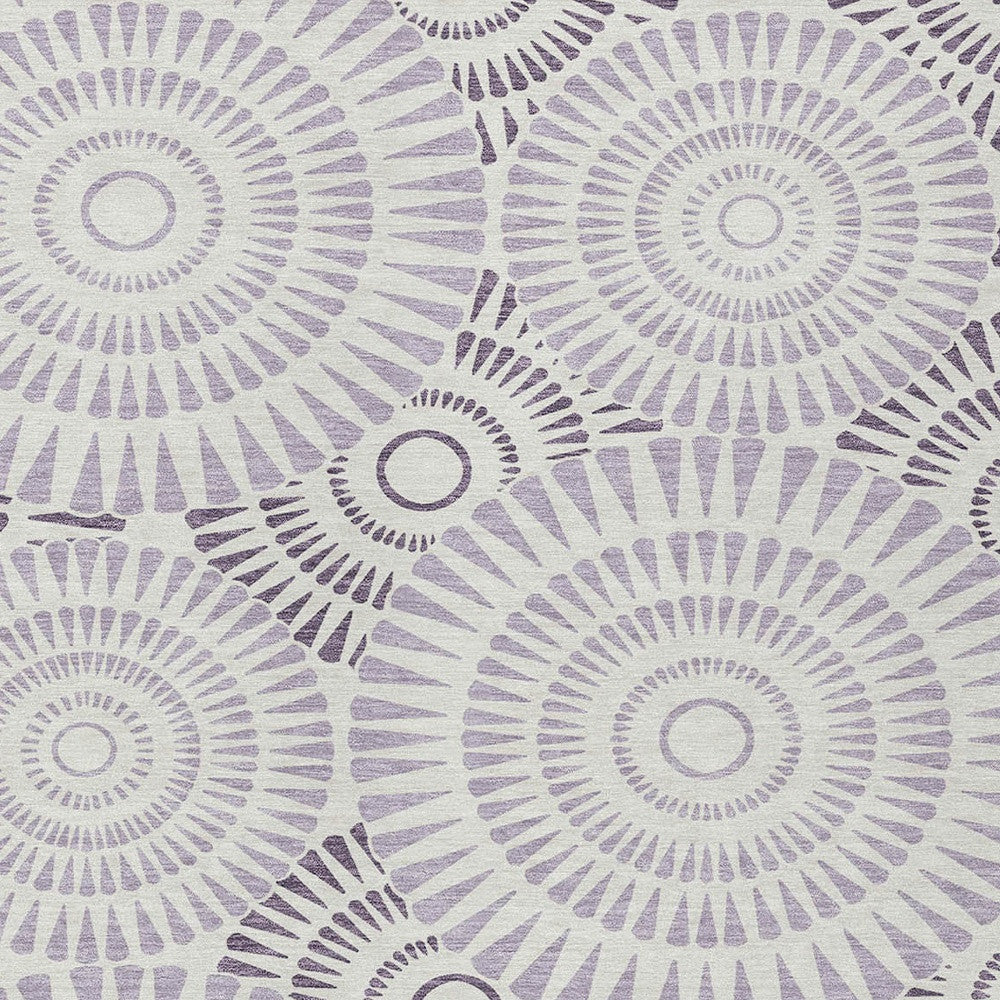 Tabselect Home Line 5' X 8' Lavender And Ivory Geometric Washable Indoor Outdoor Area Rug