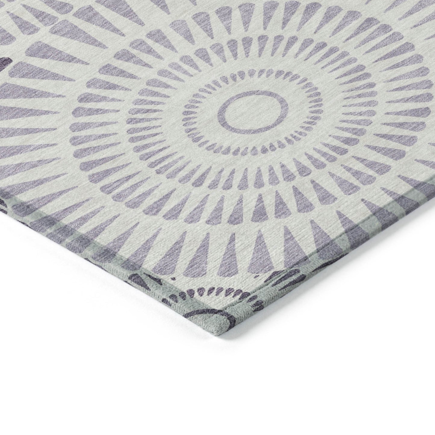 Tabselect Home Line 5' X 8' Lavender And Ivory Geometric Washable Indoor Outdoor Area Rug