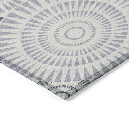 Tabselect Home Line 5' X 8' Lavender And Ivory Geometric Washable Indoor Outdoor Area Rug