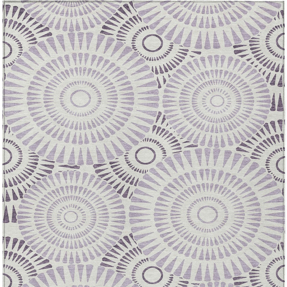 Tabselect Home Line 5' X 8' Lavender And Ivory Geometric Washable Indoor Outdoor Area Rug