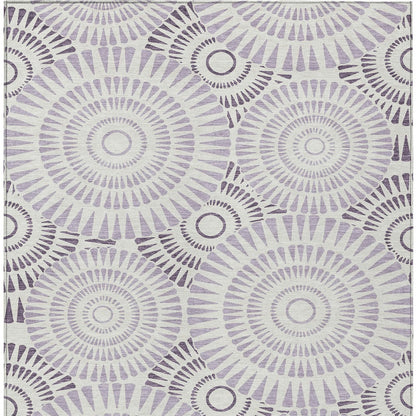 Tabselect Home Line 5' X 8' Lavender And Ivory Geometric Washable Indoor Outdoor Area Rug