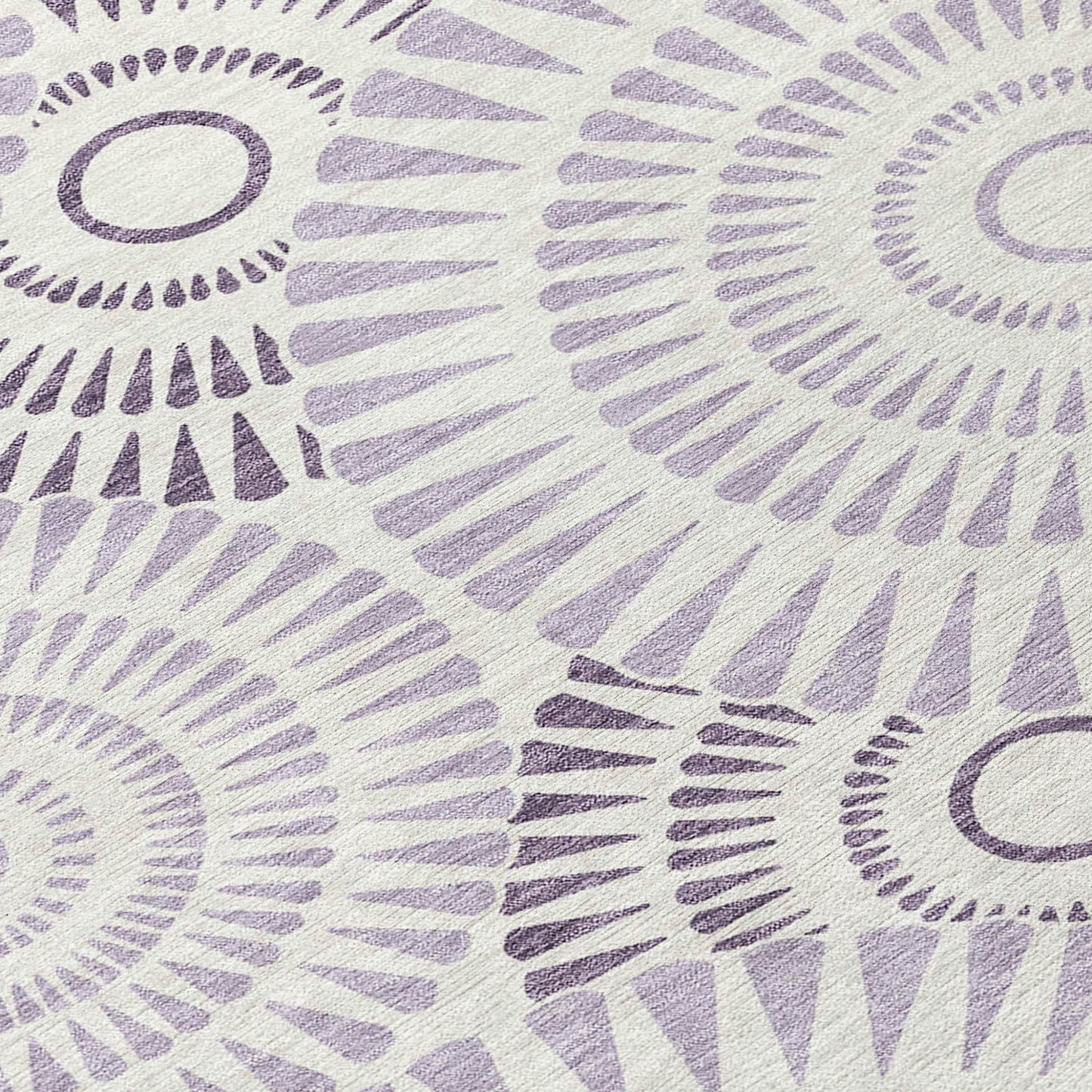 Tabselect Home Line 5' X 8' Lavender And Ivory Geometric Washable Indoor Outdoor Area Rug