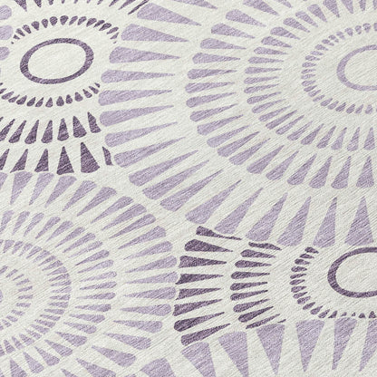 Tabselect Home Line 5' X 8' Lavender And Ivory Geometric Washable Indoor Outdoor Area Rug