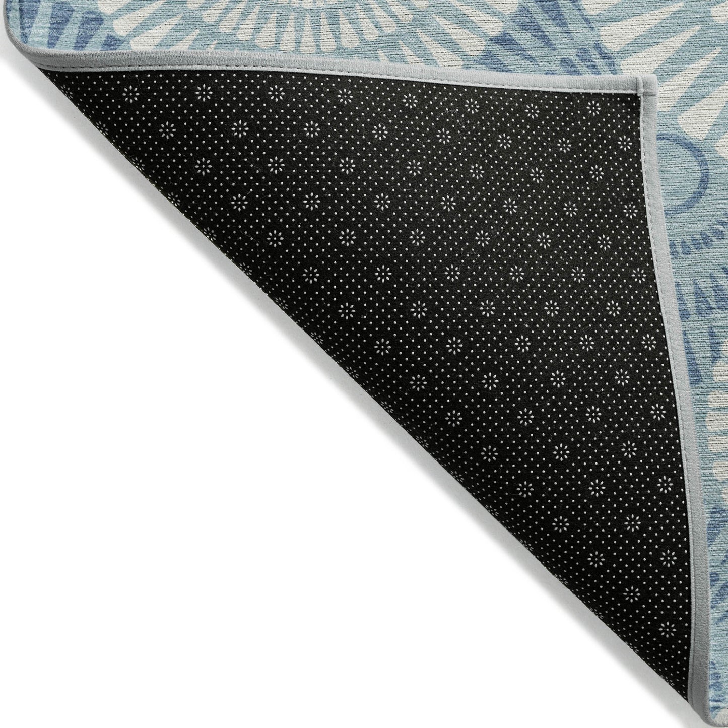 Tabselect Home Line 5' X 8' Teal Blue And Ivory Geometric Washable Indoor Outdoor Area Rug