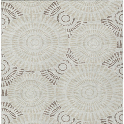 Tabselect Home Line 5' X 8' Taupe And Brown Geometric Washable Indoor Outdoor Area Rug