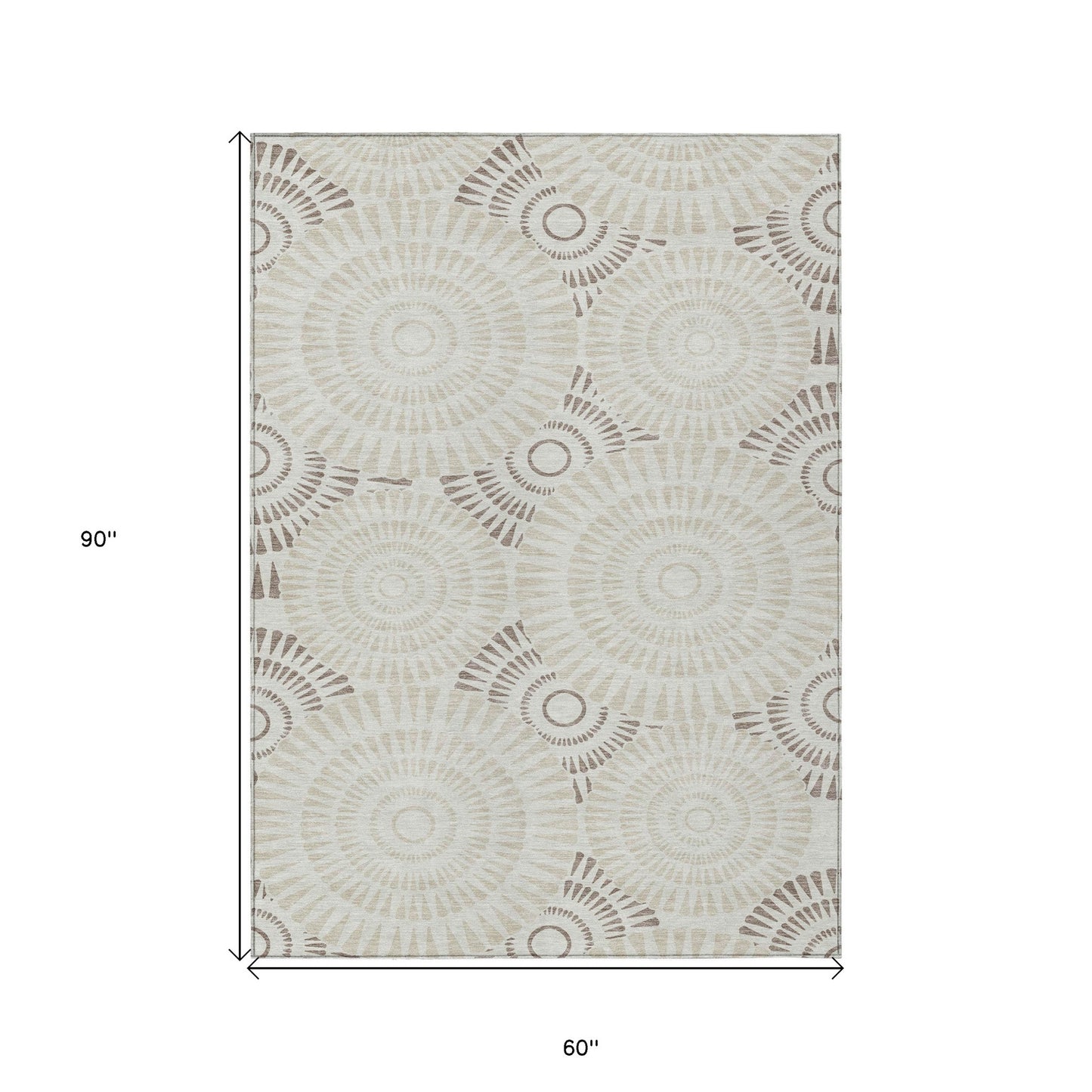 Tabselect Home Line 5' X 8' Taupe And Brown Geometric Washable Indoor Outdoor Area Rug