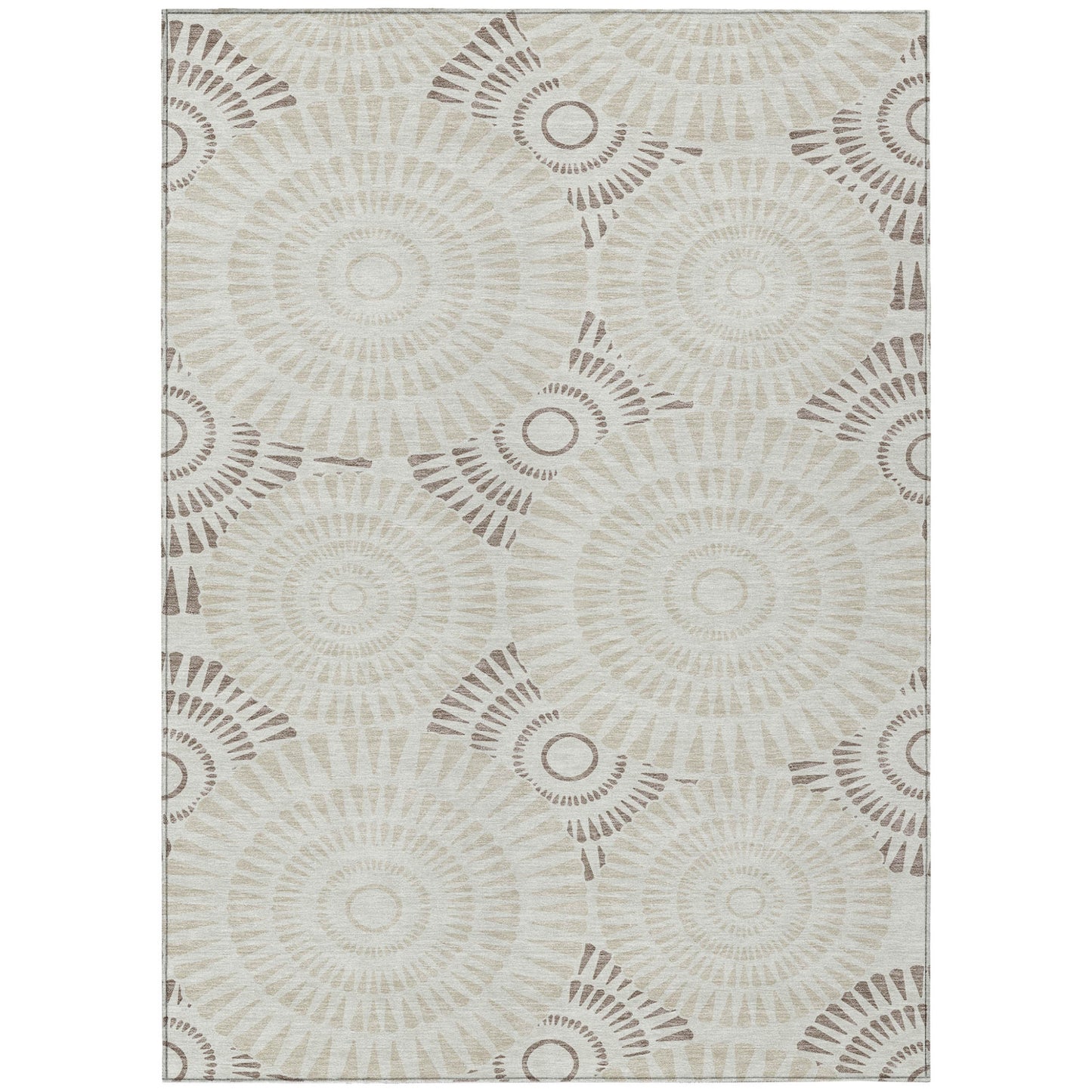 Tabselect Home Line 5' X 8' Taupe And Brown Geometric Washable Indoor Outdoor Area Rug