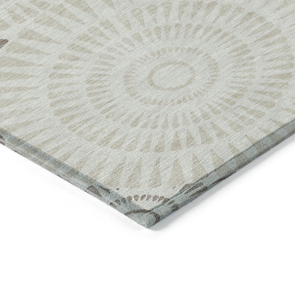 Tabselect Home Line 5' X 8' Taupe And Brown Geometric Washable Indoor Outdoor Area Rug