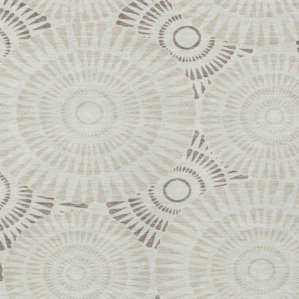 Tabselect Home Line 5' X 8' Taupe And Brown Geometric Washable Indoor Outdoor Area Rug