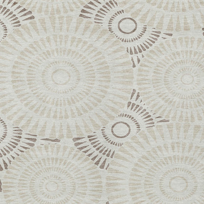 Tabselect Home Line 5' X 8' Taupe And Brown Geometric Washable Indoor Outdoor Area Rug