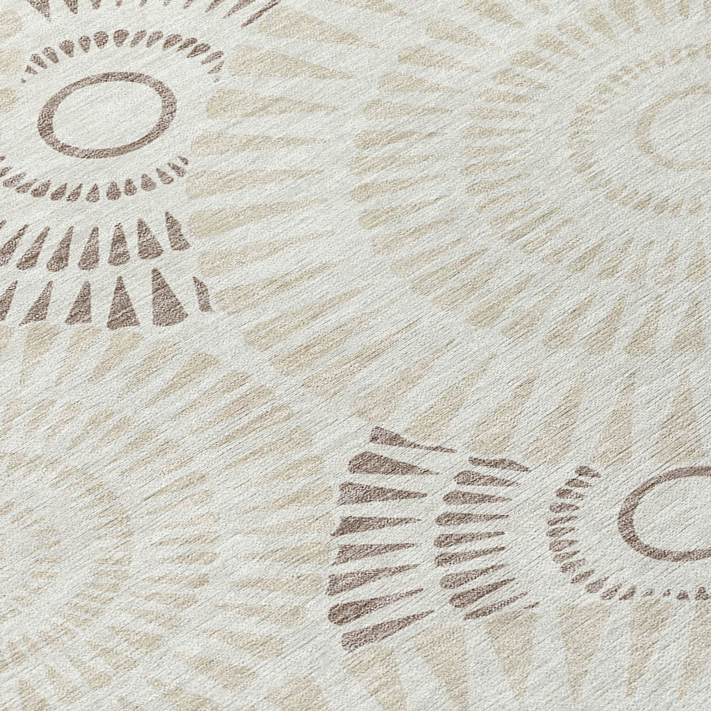 Tabselect Home Line 5' X 8' Taupe And Brown Geometric Washable Indoor Outdoor Area Rug