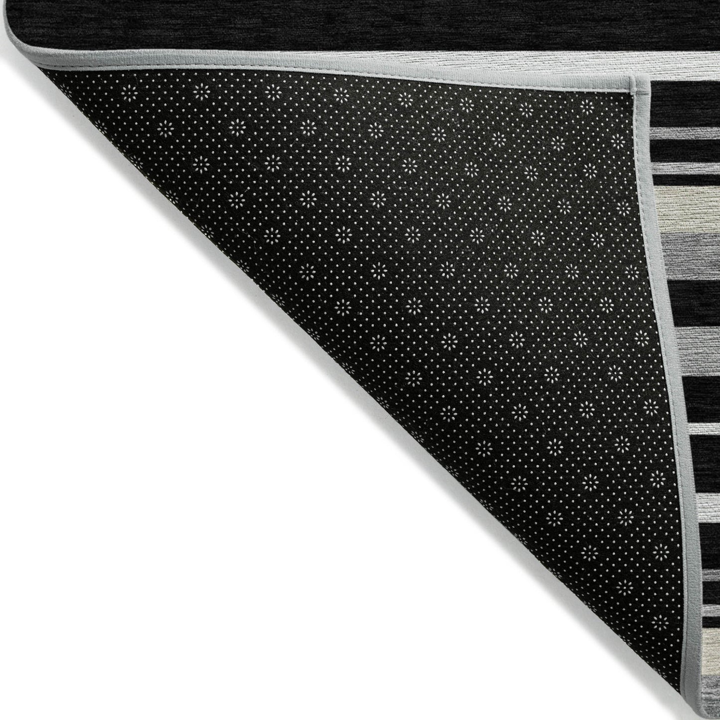 Tabselect Home Line 5' X 8' Black Ivory And Gray Striped Washable Indoor Outdoor Area Rug