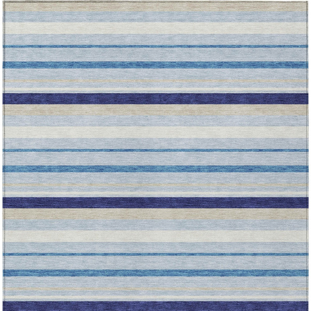 Tabselect Home Line 5' X 8' Blue Purple And Gray Striped Washable Indoor Outdoor Area Rug