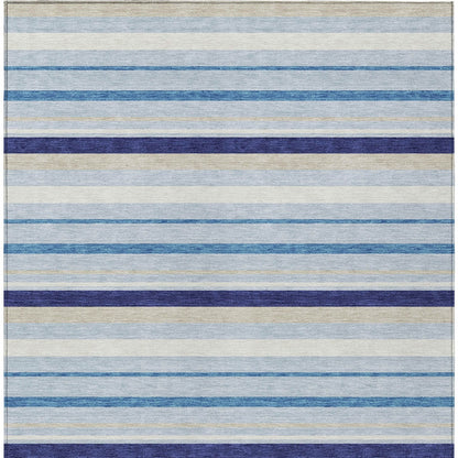 Tabselect Home Line 5' X 8' Blue Purple And Gray Striped Washable Indoor Outdoor Area Rug