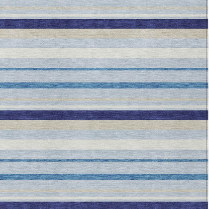 Tabselect Home Line 5' X 8' Blue Purple And Gray Striped Washable Indoor Outdoor Area Rug