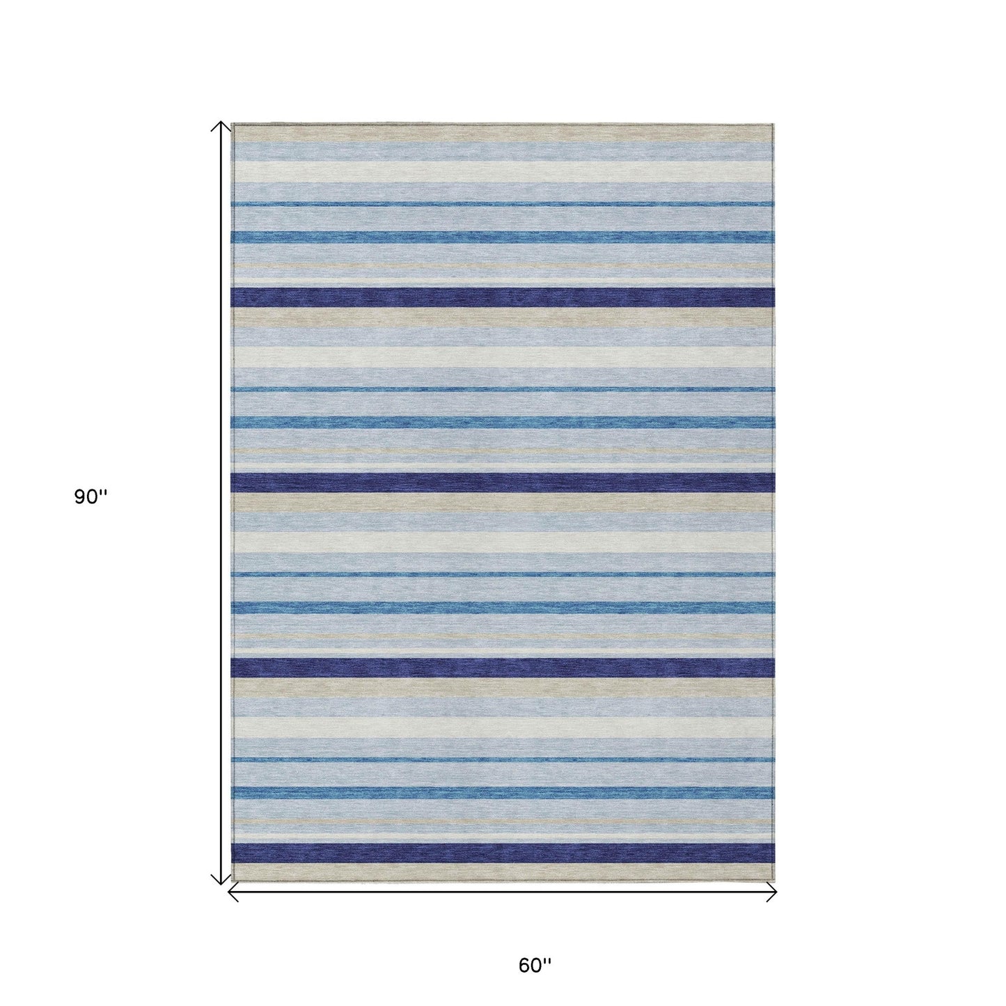 Tabselect Home Line 5' X 8' Blue Purple And Gray Striped Washable Indoor Outdoor Area Rug