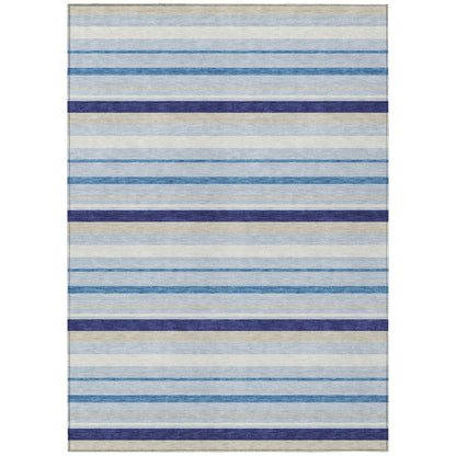 Tabselect Home Line 5' X 8' Blue Purple And Gray Striped Washable Indoor Outdoor Area Rug