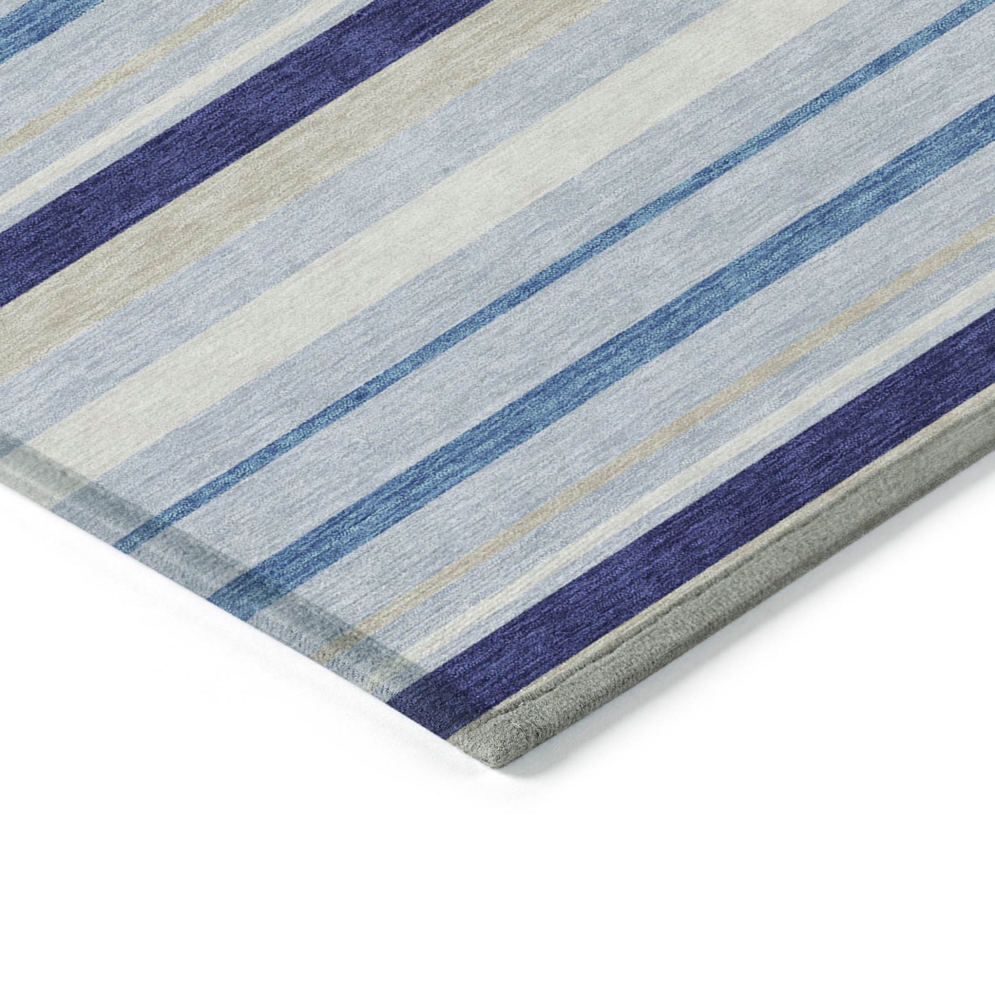 Tabselect Home Line 5' X 8' Blue Purple And Gray Striped Washable Indoor Outdoor Area Rug