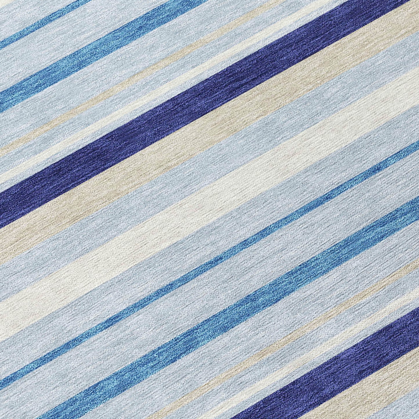 Tabselect Home Line 5' X 8' Blue Purple And Gray Striped Washable Indoor Outdoor Area Rug