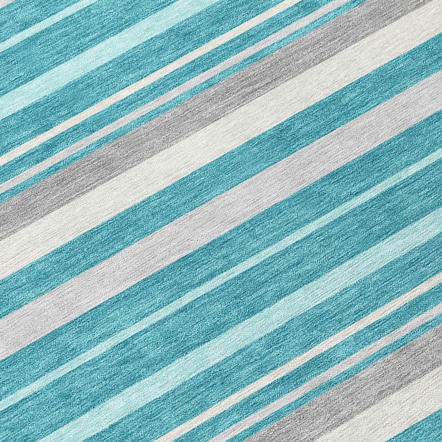 Tabselect Home Line 8' Teal Blue Gray And Ivory Round Striped Washable Indoor Outdoor Area Rug
