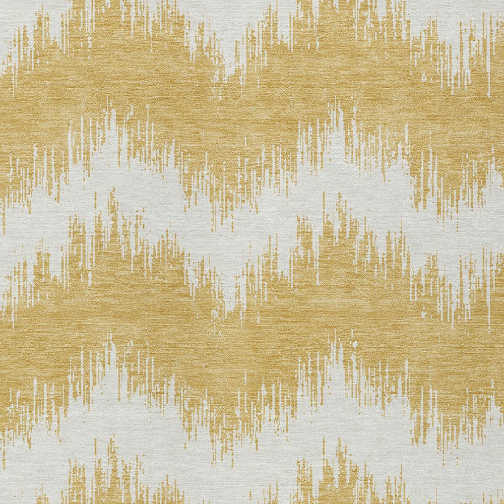 Tabselect Home Line 5' X 8' Gold And Ivory Chevron Washable Indoor Outdoor Area Rug