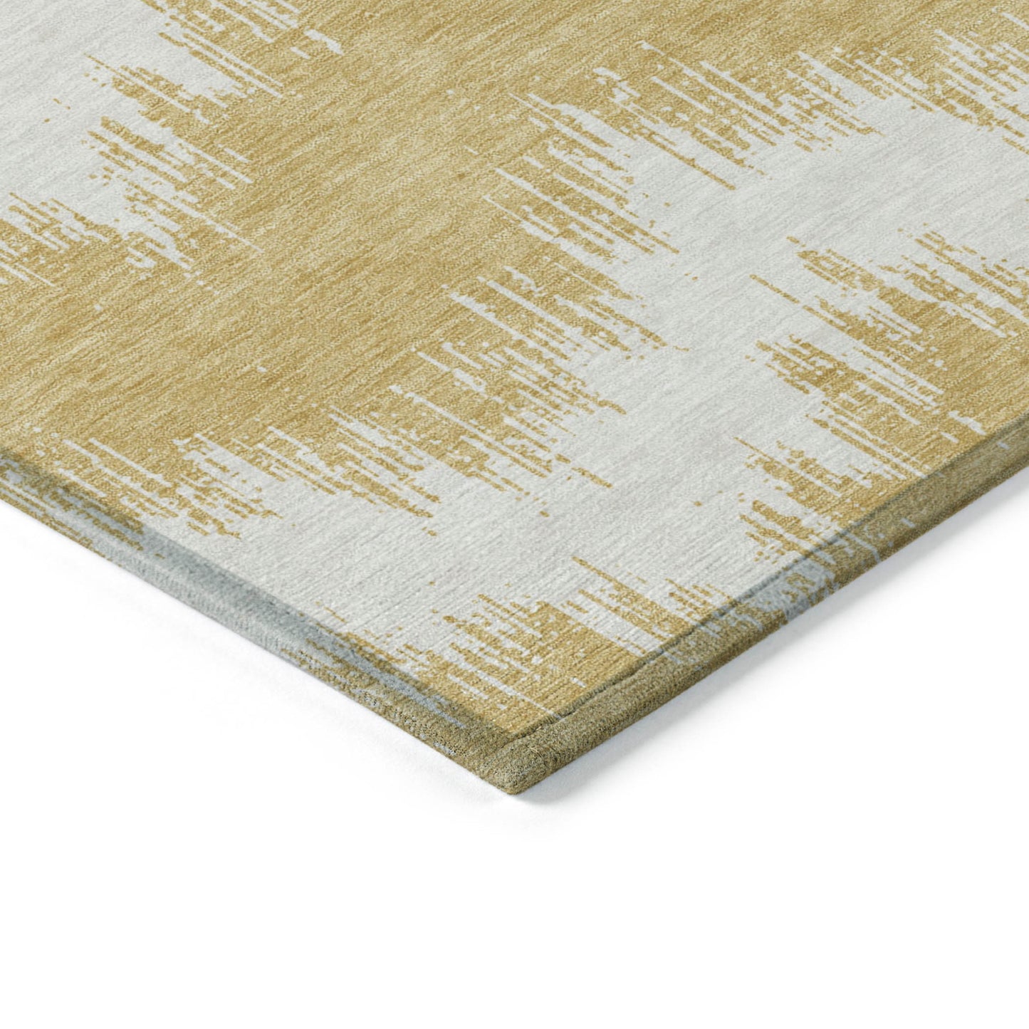 Tabselect Home Line 5' X 8' Gold And Ivory Chevron Washable Indoor Outdoor Area Rug