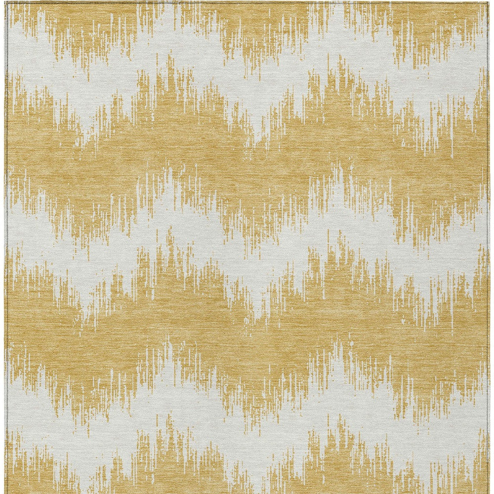 Tabselect Home Line 5' X 8' Gold And Ivory Chevron Washable Indoor Outdoor Area Rug