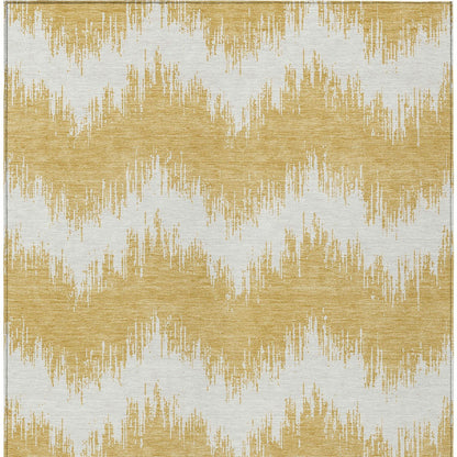 Tabselect Home Line 5' X 8' Gold And Ivory Chevron Washable Indoor Outdoor Area Rug