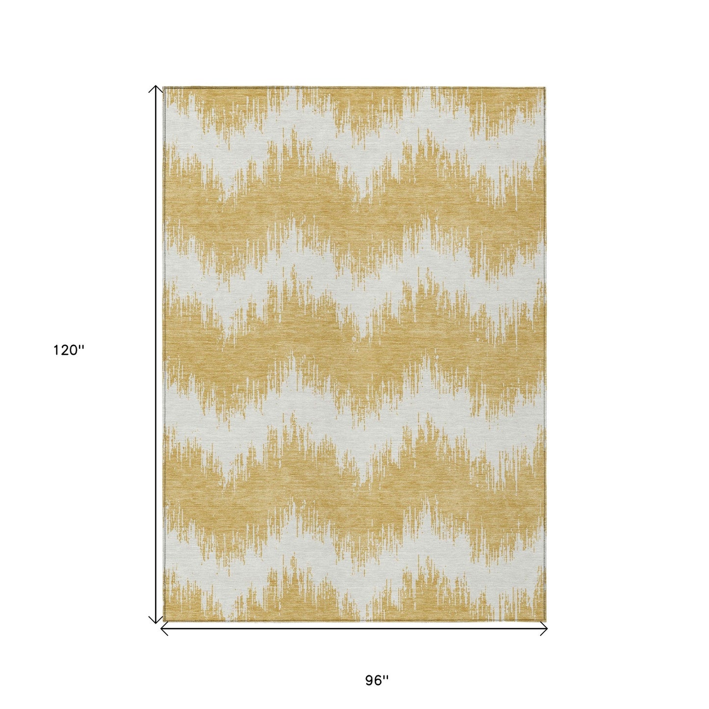 Tabselect Home Line 8' X 10' Gold And Ivory Chevron Washable Indoor Outdoor Area Rug
