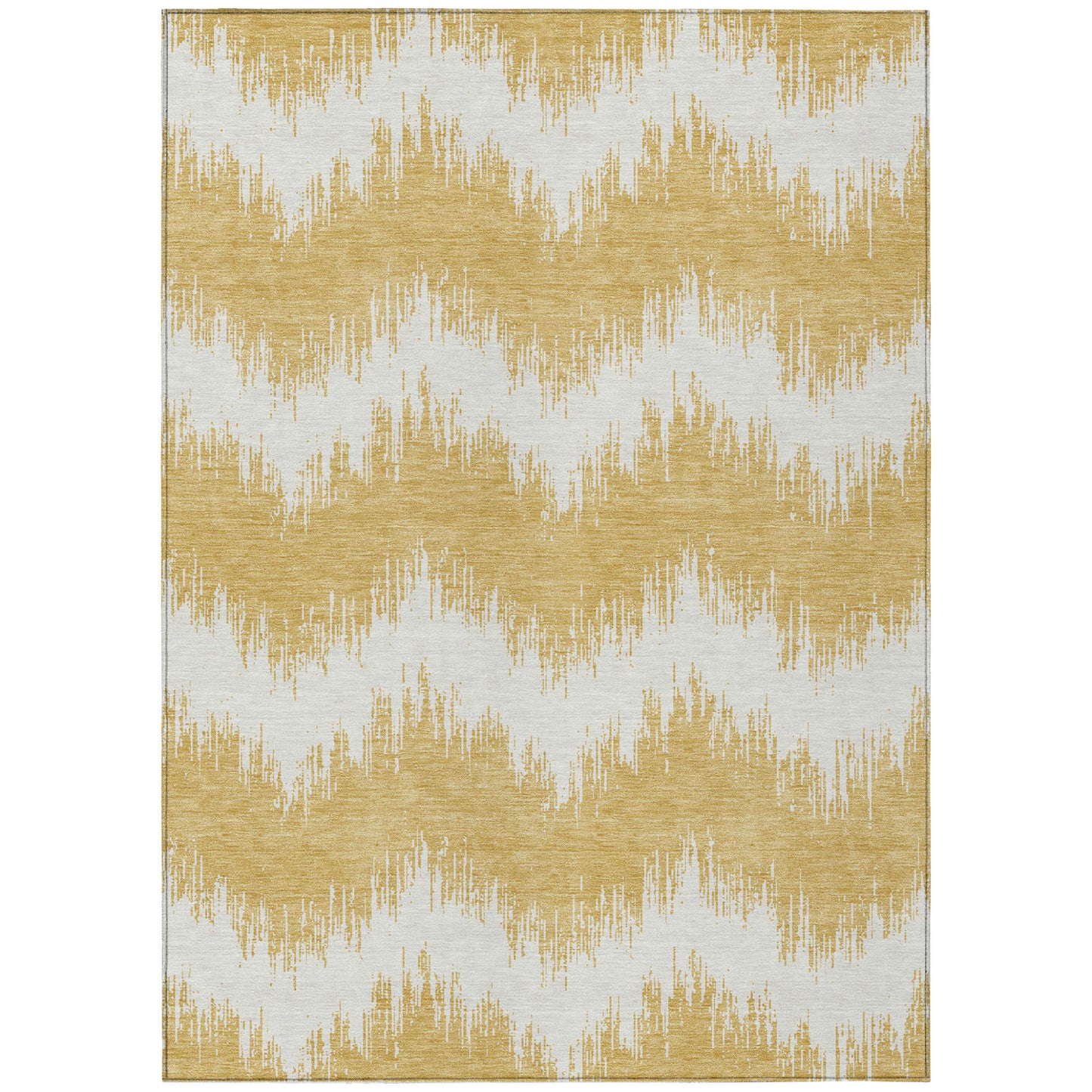 Tabselect Home Line 8' X 10' Gold And Ivory Chevron Washable Indoor Outdoor Area Rug