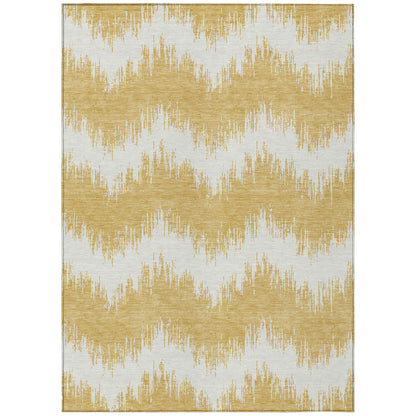 Tabselect Home Line 8' X 10' Gold And Ivory Chevron Washable Indoor Outdoor Area Rug